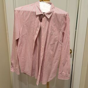 Old Navy button Down light Red and White Striped